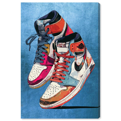 Sneakers on Blue Canvas Print Sneaker Wall Art by Art Remedy, Gallery Wrapped, 30 x 45