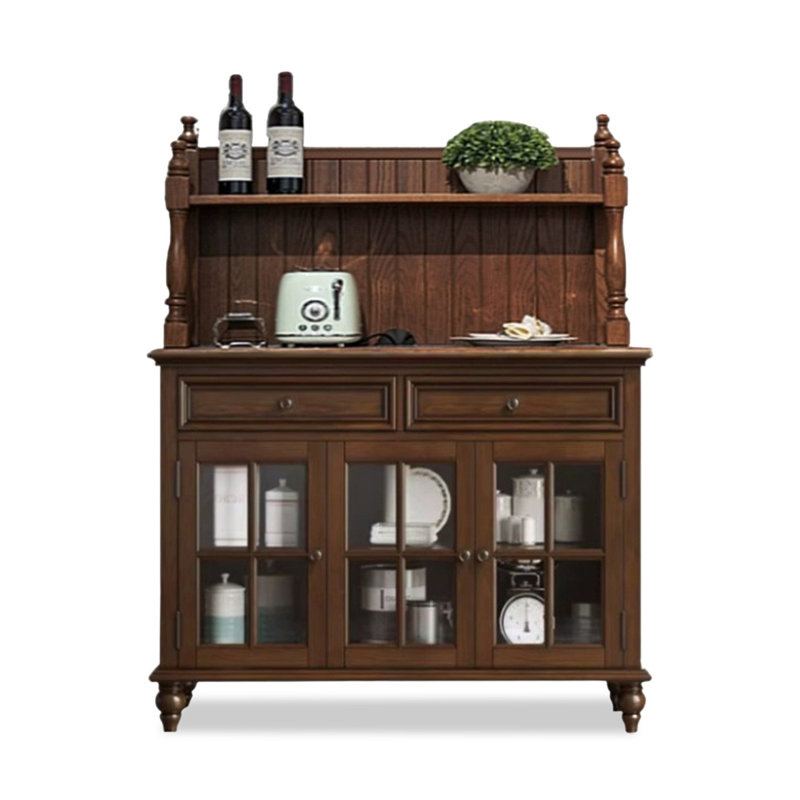 Buffet en noyer massif et bois manufacturé, H 57,87 po x l 46,85 po x P 15,35 po