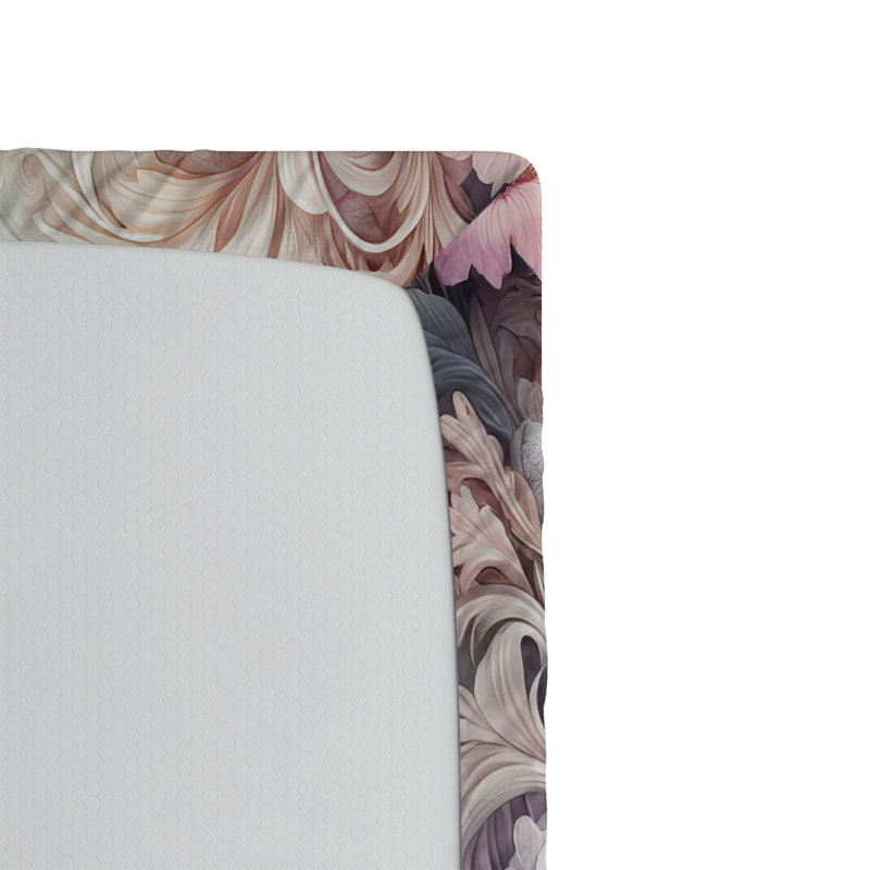 Drap-housse romantique Ambesonne_ Fleurs de jardin amour pastel_ Pêche rose pâle et lilas, Simple TG