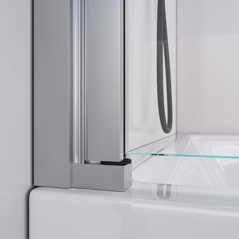 Portes de douche pliantes sans cadre pour baignoire, porte en verre trempé épais de 1/4 po (6 mm), porte de baignoire pivotante pour salle de bain
