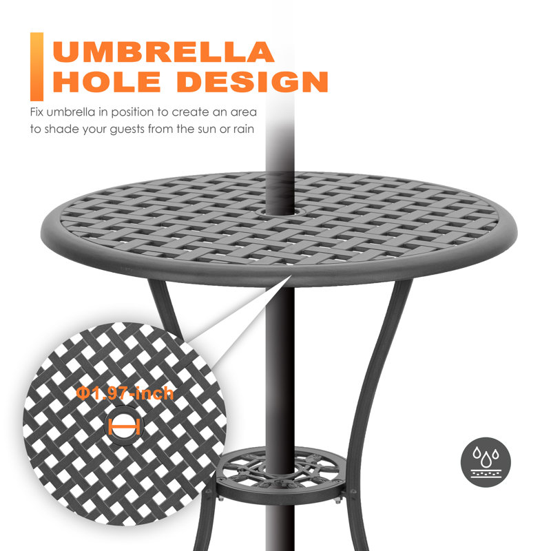 Aatifa Round 2 - Person 25.39'' Long Aluminum Dining Set, No
