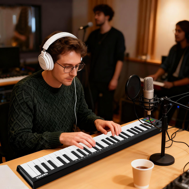 49 Key MIDI Keyboard Controller, Semi-Weighted Speed-Sensitive Keys with DAW Integration, Portable USB MIDI Controller for Music Studio & Live Performance