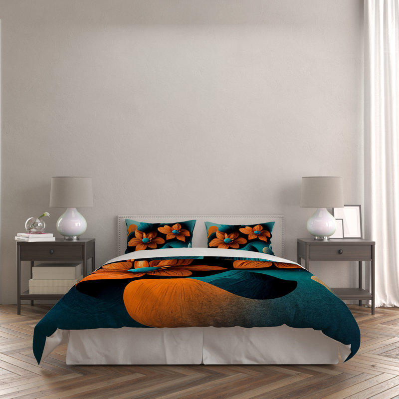 Floral Duvet Cover, King Duvet Cover + 2 King Shams