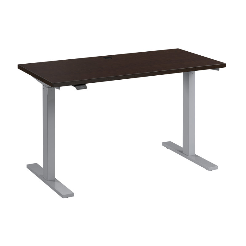 Adjustable Metal Base Standing Desk, 47.68" H x 47.59" W x 23.62" D, Mocha Cherry/Silver
