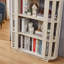Bibliothèque ovale en bois ouverte, bibliothèque autoportante à cadre en panneau de fibres à densité moyenne, support de rangement à 5 niveaux facile à assembler pour le salon, décoration de bureau à domicile-581312289