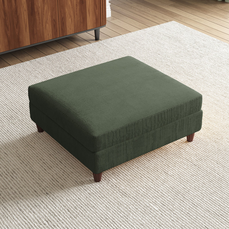 Mordecai 97Cm Wide Square Footstool Ottoman, Green