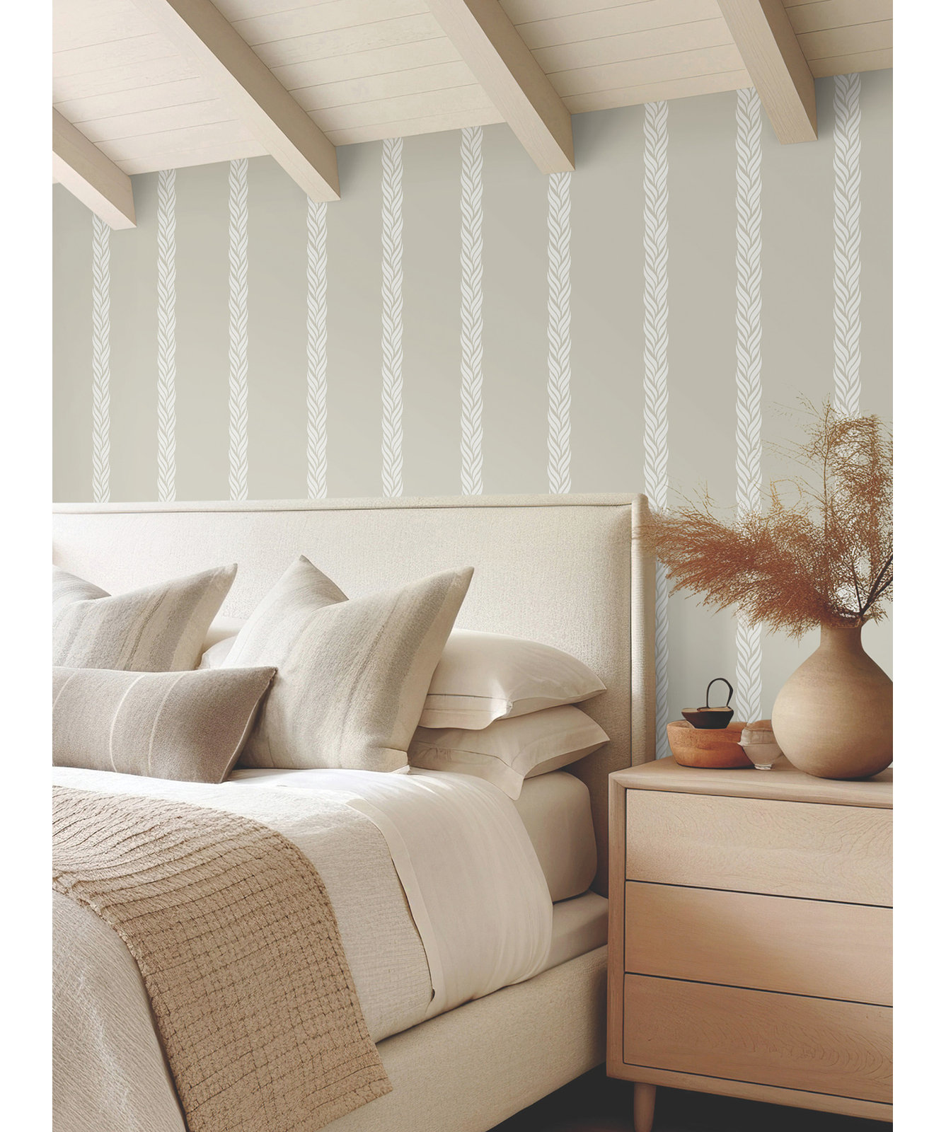 Bowman Striped Wallpaper, Beige