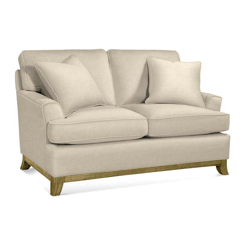 Oaks Way Upholstered 60'' Loveseat, Brass Finish, Blue Chenille/Velvet Solid; 0809-63