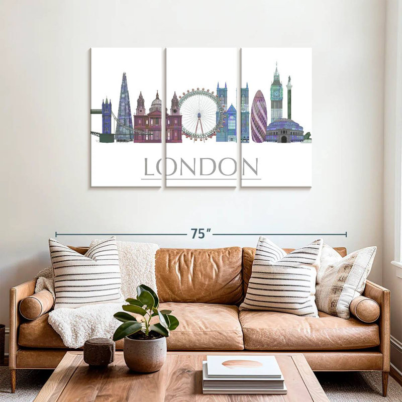 Rorry London Skyline Coloured Buildings, 24" H x 38" W