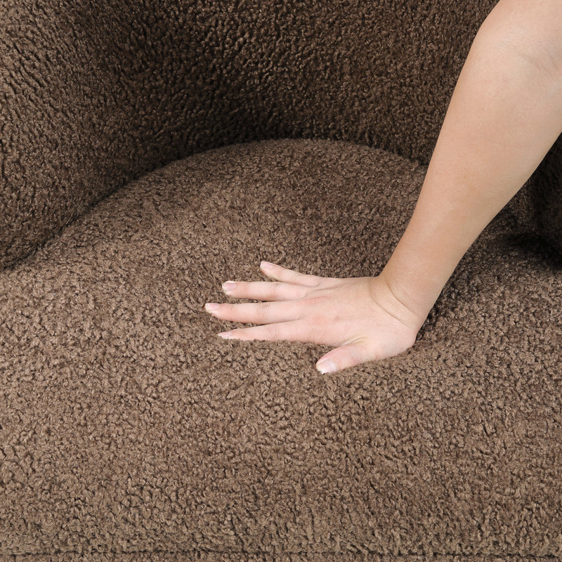 Fauteuil d'appoint de luxe en brun avec mousse haute et siège bouclé, tissu, aspect, Brun