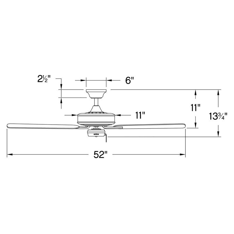 52" Metro 5 - Blade Standard Ceiling Fan with Pull Chain, Matte Black
