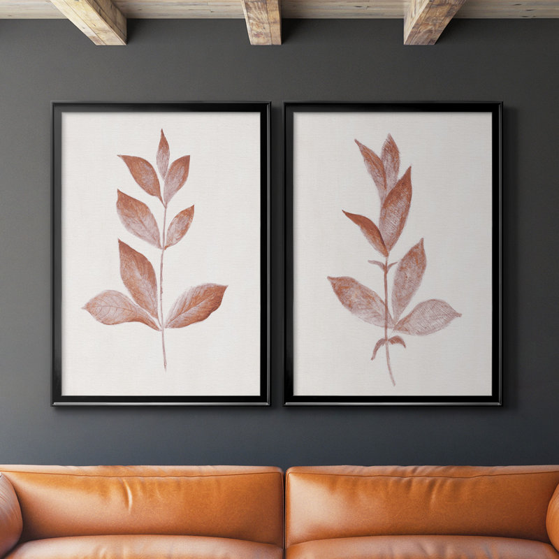 «Red Leaf I», toile encadrée de qualité supérieure - prête à être accrochée, H 42,5 po x l 61 po x P 1,25 po, Noir
