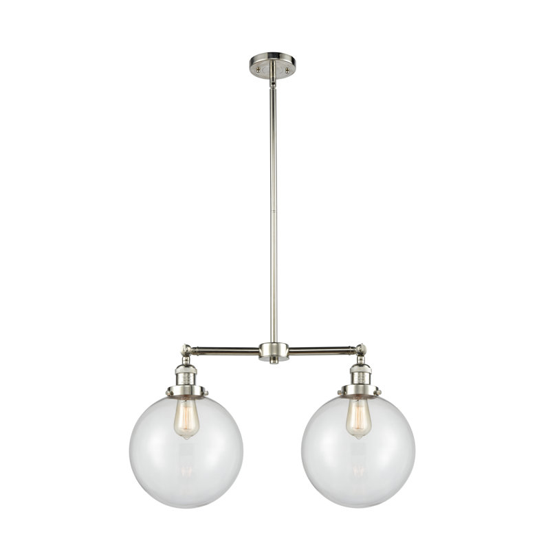Lustre unique à 2 lumières Clermont, Ampoule non incluse, Nickel poli