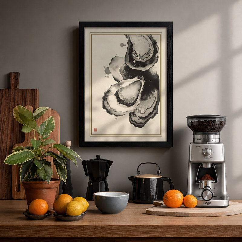 Oyster Study Botanical - Print, A1 - 84.1 x 59.4 cm, Black