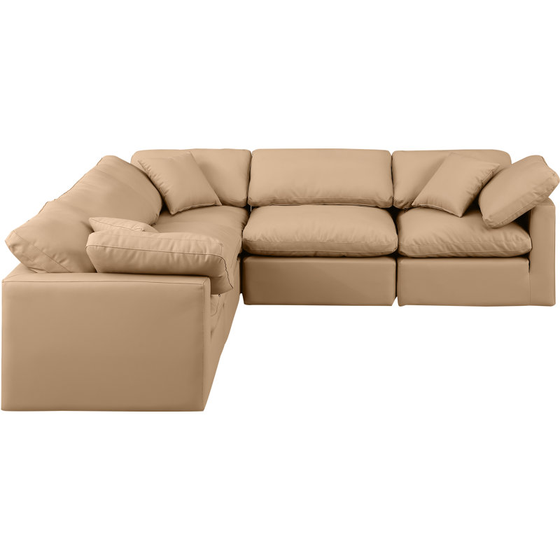 Canapé modulaire 5 pièces Itala, Cuir brun clair végétalien