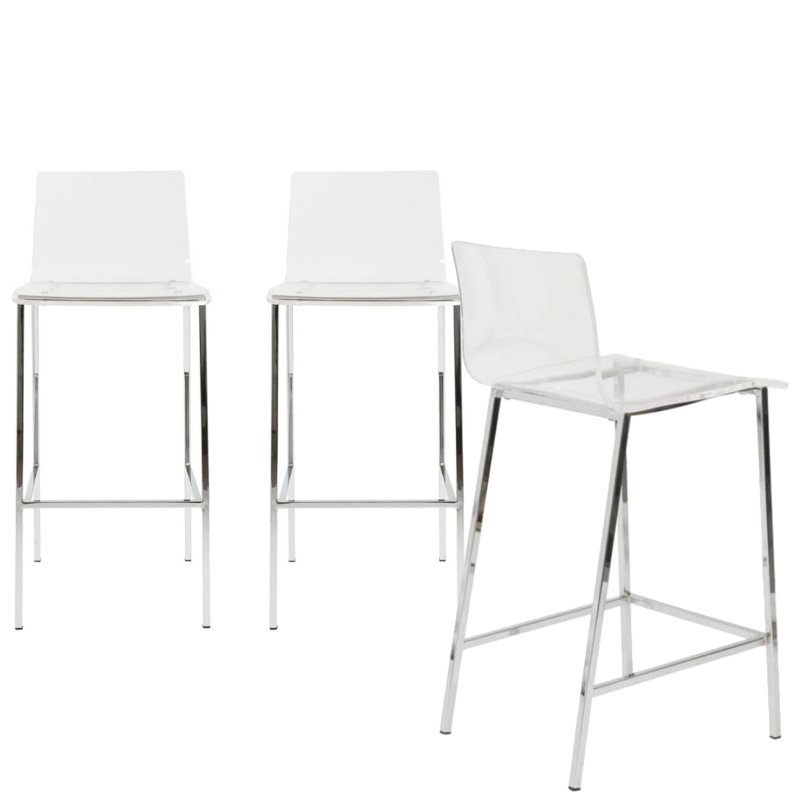 Tabouret Polk, Transparent / chrome