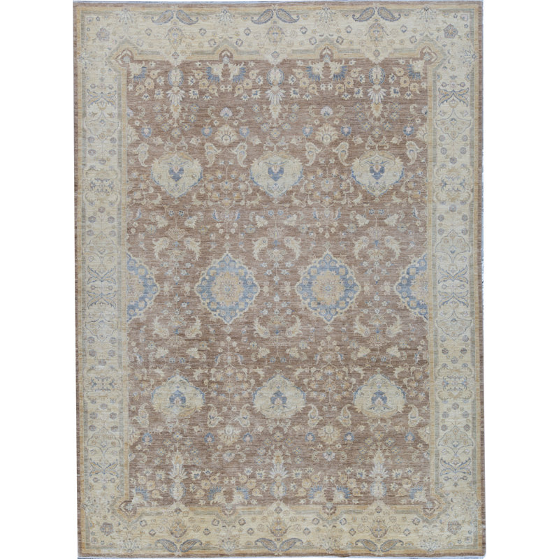 Hand-Knotted High-Quality Brown and Ivory Area Rug