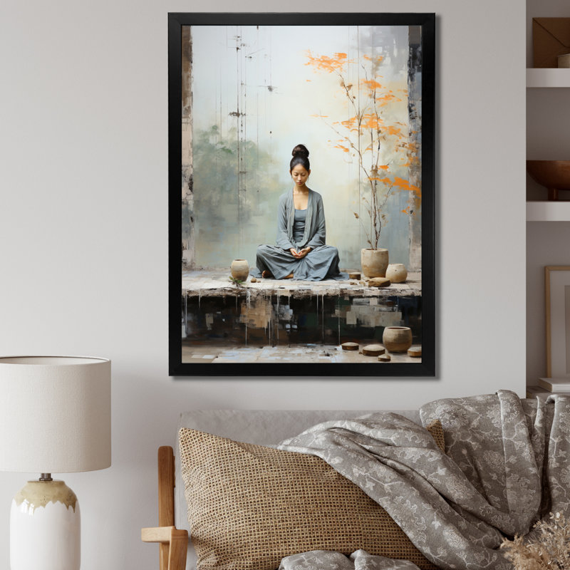 Yoga serein zen pastel II, H 40 po x l 30 po x P 1,5 po, Noir