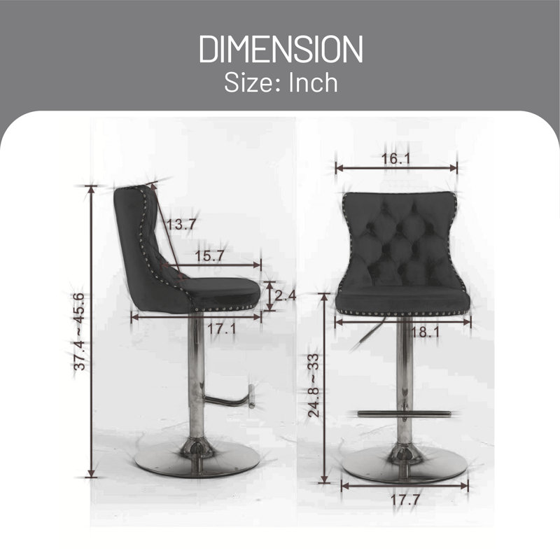 Tabouret de bar Kittrell, gris, Or