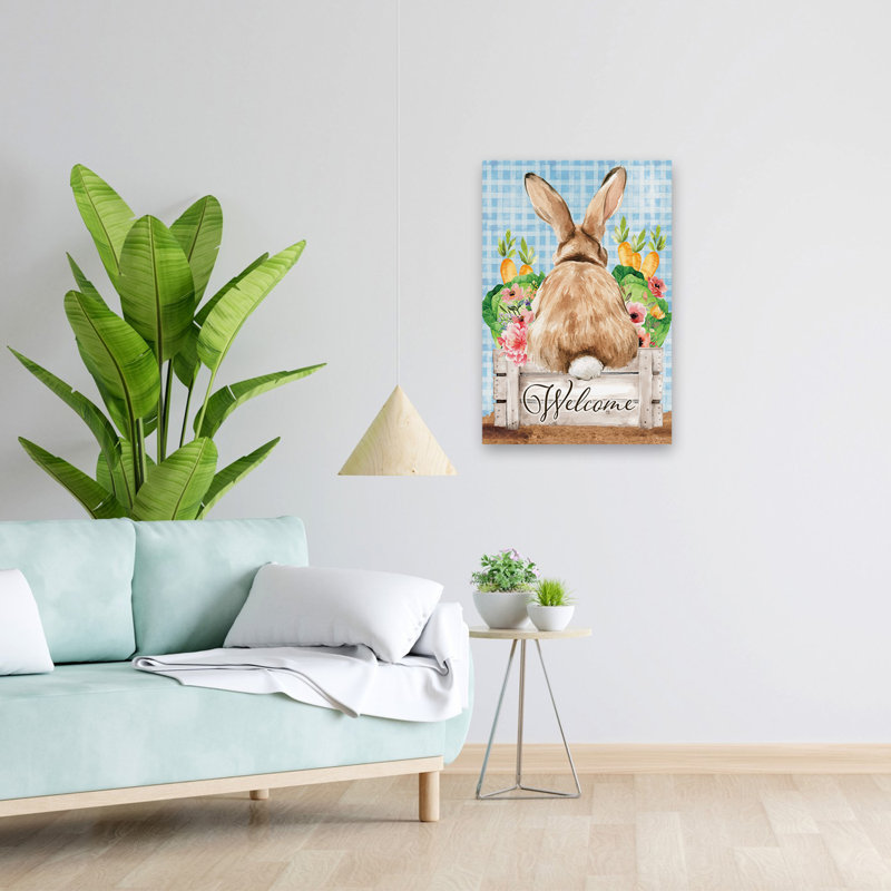 Lapin de Pâques, bienvenue, H 24 po x l 16 po