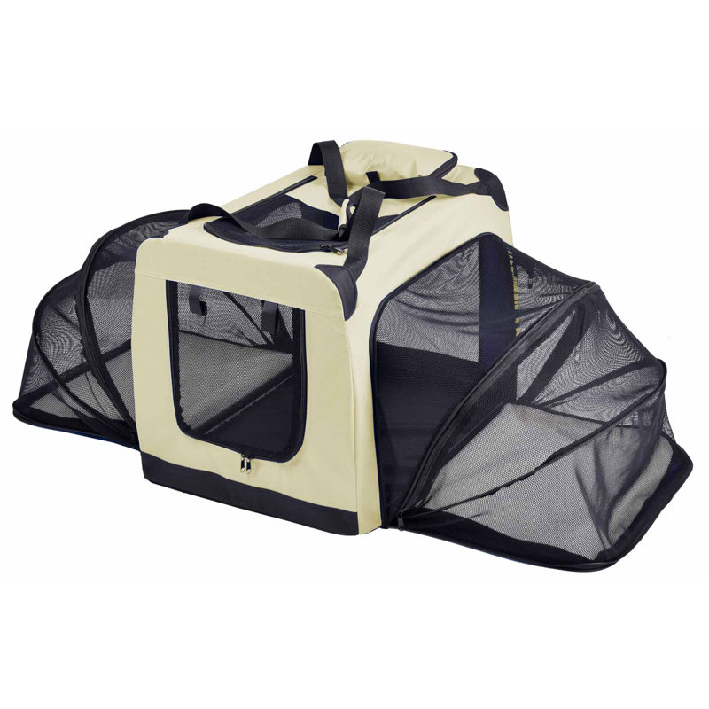 Cage pour chien extensible à double face pliable en métal Pet Hounda, Kaki, Petit (H 15,7 po x l 15,7 po x P 22,8 po)