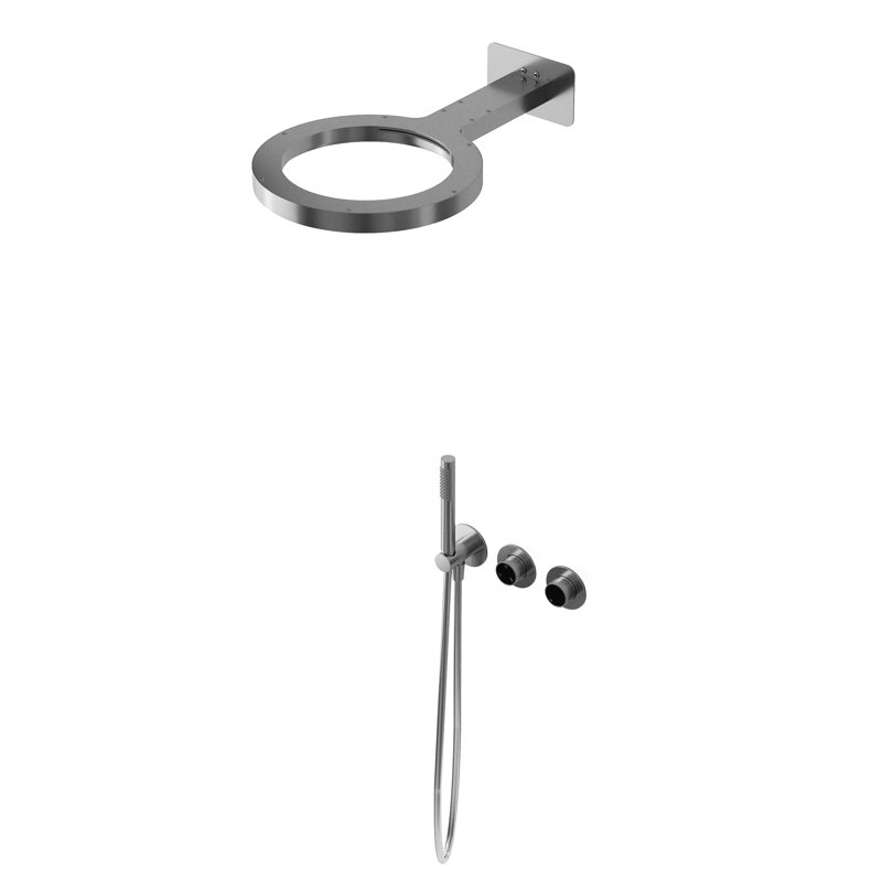 Dual-Function Rainfall And Waterfall Shower System With Handheld Shower, Dual-Handwheel Temperature And Diverter Controls