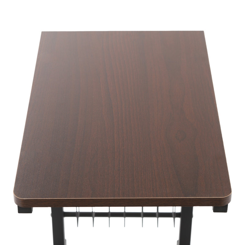 Bed Side Table Standalone Table Height Adjustable Side Table With Wheels, Red Walnut;Black