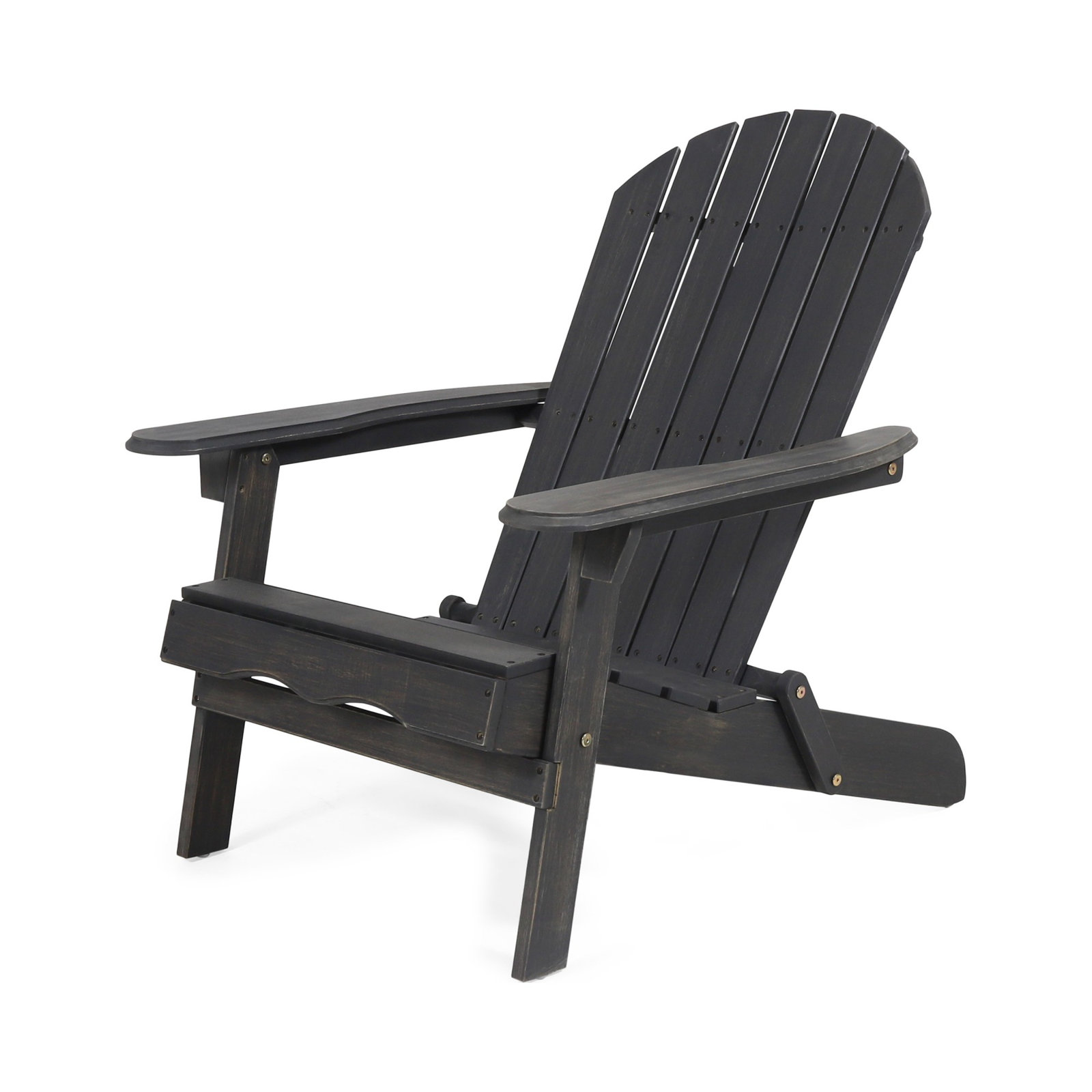 Teigan Acacia Outdoor Adirondack Chair, Dark Gray 1