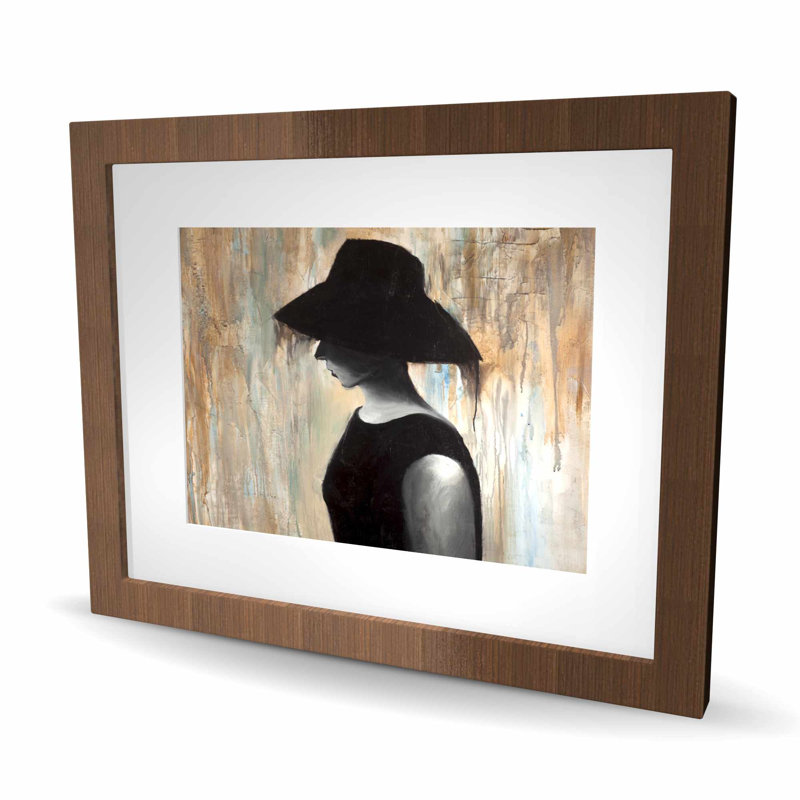«Audrey Hepburn Big Hat», art mural encadré, Brun