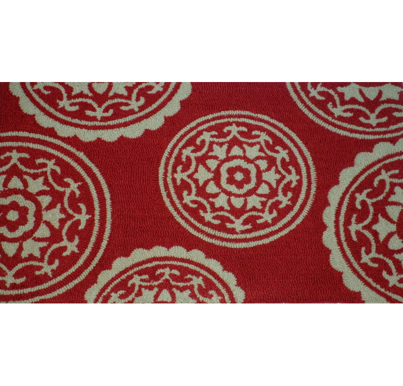 Tapis d'intérieur antidérapant Anne, Rectangle 1 pi 8 pi x 3 pi, Rouge