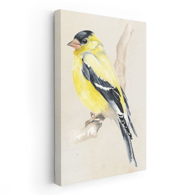 Petit oiseau sur une branche III - reproduction d'art sur toile, H 18 po x l 12 po
