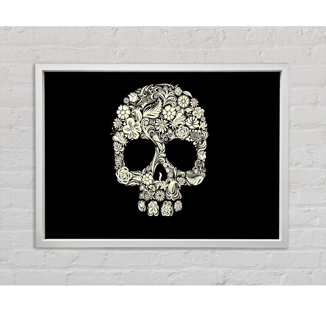 Skulls Floral Gerahmter Druck