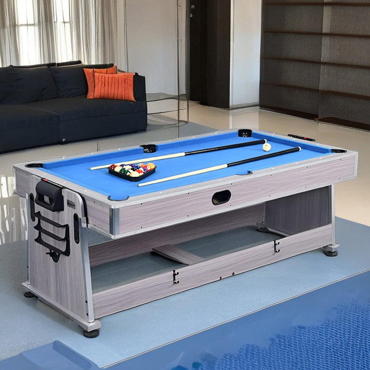 7ft 3-in-1 Game Table - Convertible Pool, Ping Pong & Dining Table With Storage Benches