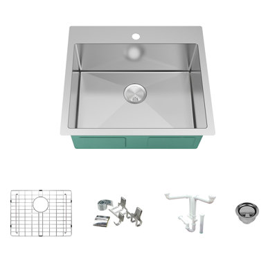 Évier de cuisine à fixation double Diamond Micro L 25 po x l 22 po avec crépine