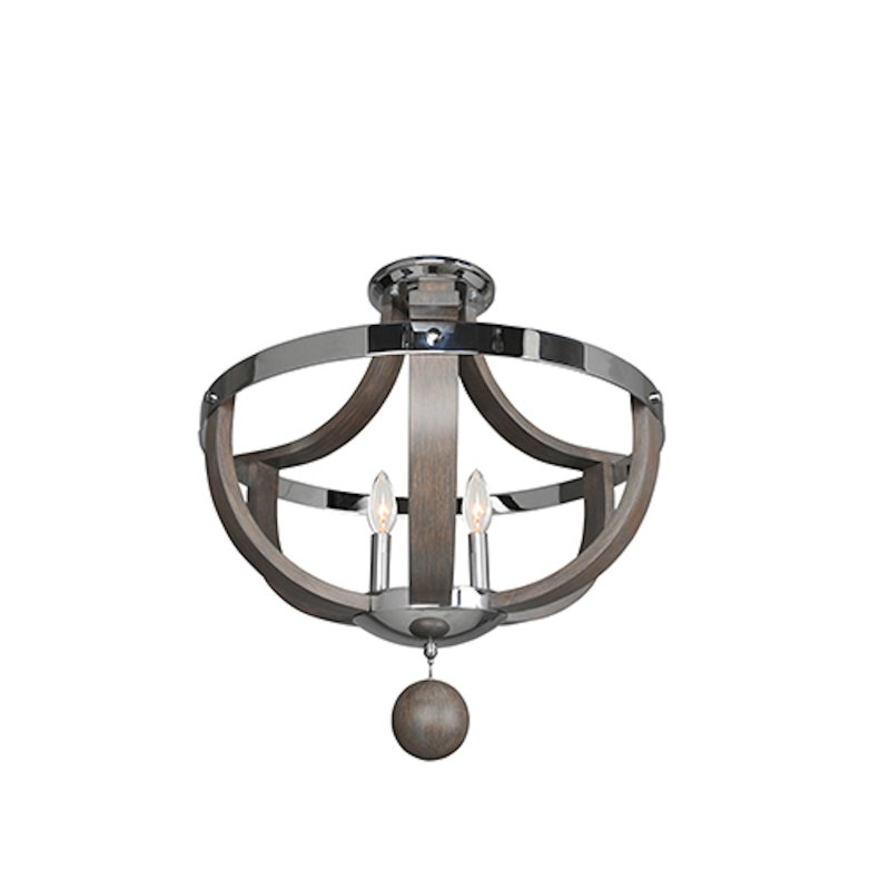 Sharlow 3 LT Polished Chrome Semi-Flush Mount Kalco