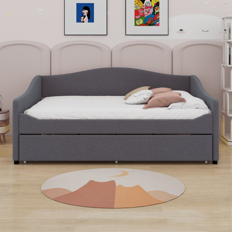 Upholstered Daybed With Light And Trundle, Gray