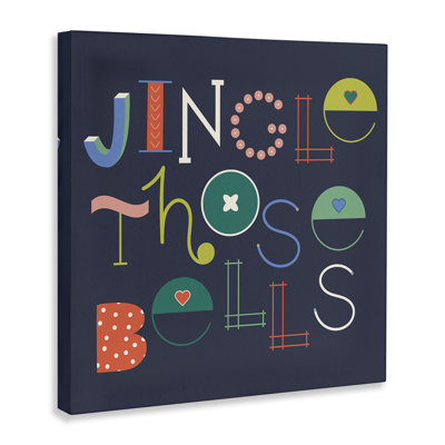 Eclectic Jingle Bells Phrase Canvas, design by Sazerelli Designs