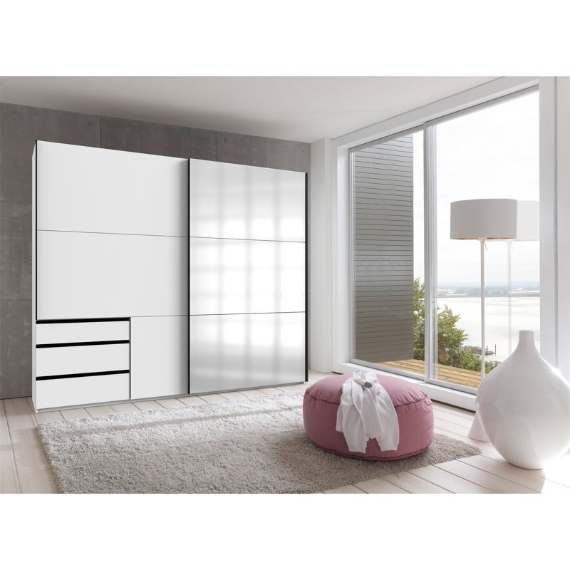 Guardino 2 Door Wardrobe, White, 216cm H x 250cm W x 65cm D