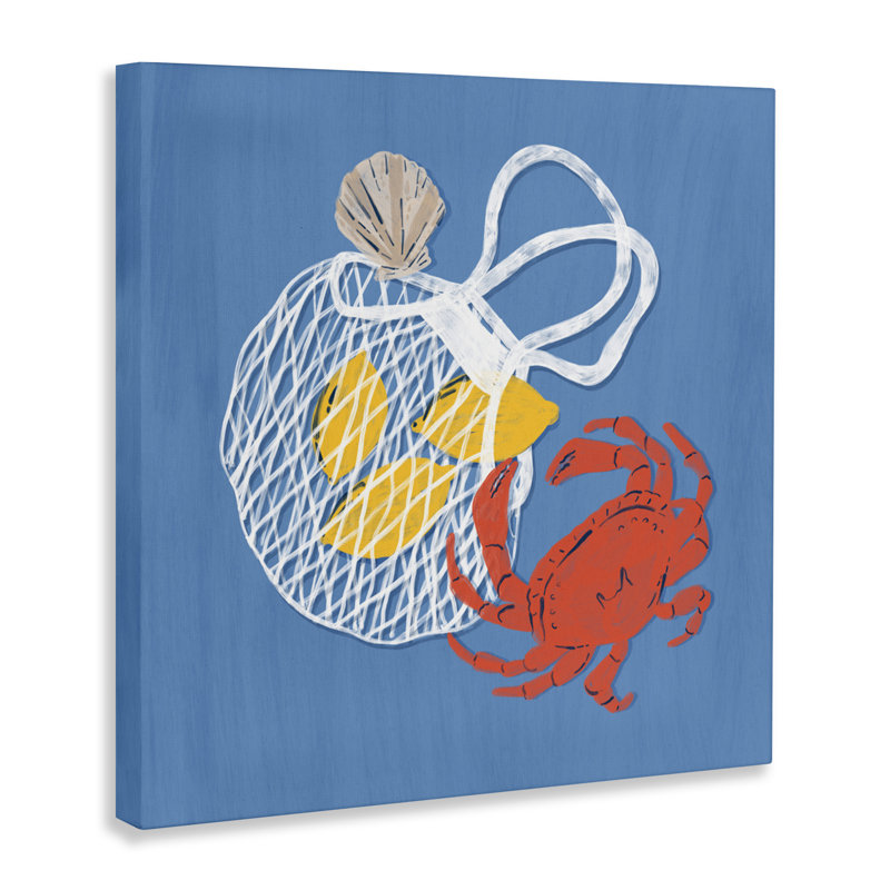 Toile nautique crabe et citrons, design par Krissy Mast, H 17 po x l 17 po