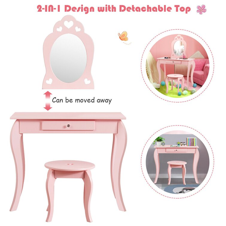 Harriet Bee Ensemble coiffeuse avec miroir pour enfant Diega et  Commentaires - Wayfair Canada