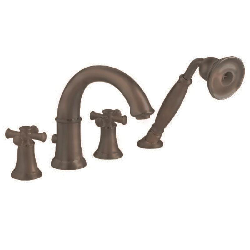 Robinet de baignoire romaine à deux poignées avec douchette à main Portsmouth, Bronze huilé