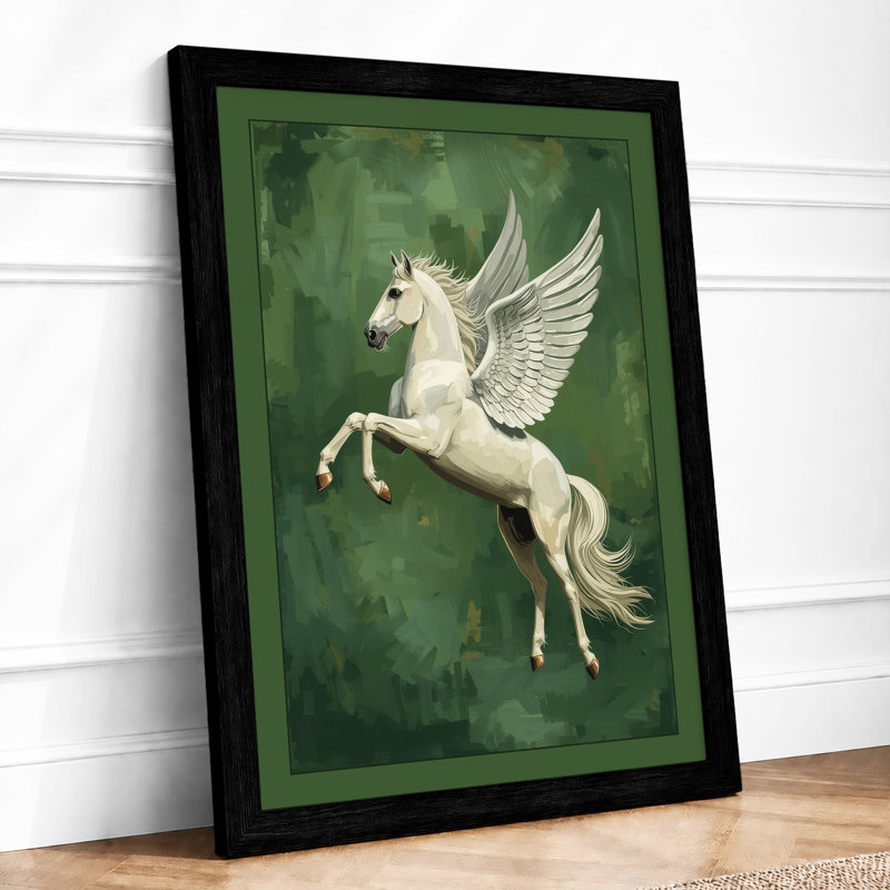 Classical Pegasus Japandi - Framed Print, Black, A4 - 29.7 x 21.0 cm