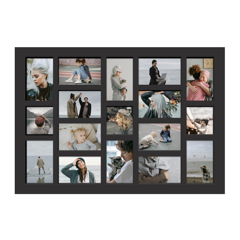 Cadre photo mural, galerie Collage, 17 photos - noir, Noir