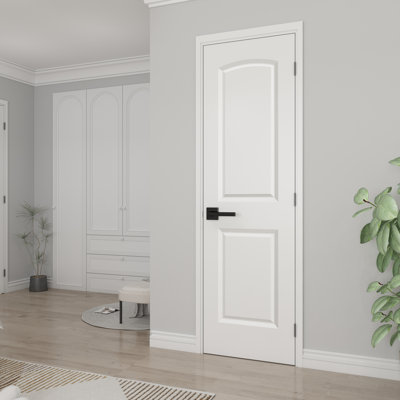Porte intérieure en dalle 24 po x 80 po à 2 panneaux et plateau arrondi à noyau creux pour la salle de bain, le garde-manger, la porte intérieure et la main gauche