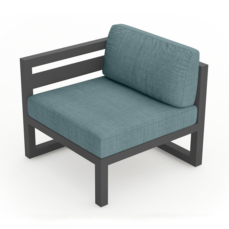 Avion Outdoor One Arm Lounge Chair, Canvas Charcoal Sunbrella® Canvas, Slate