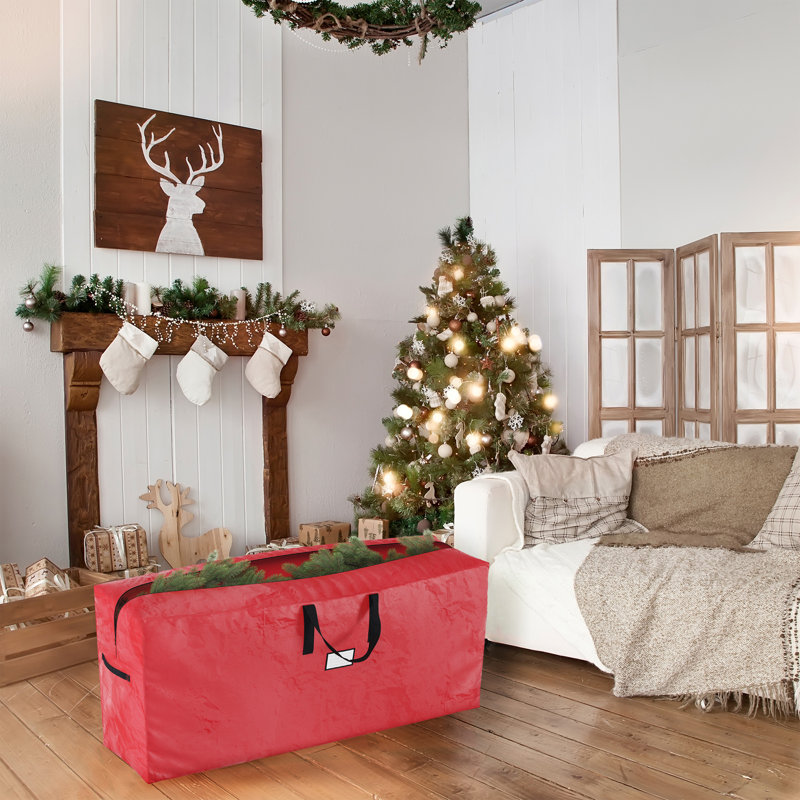 Sac de rangement pour arbre de Noël, Rouge, H 30,5 po x l 65 po x P 15 po