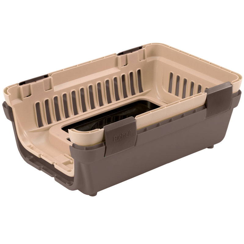 Small Brown Double Door Pet Carrier with Clear Top
