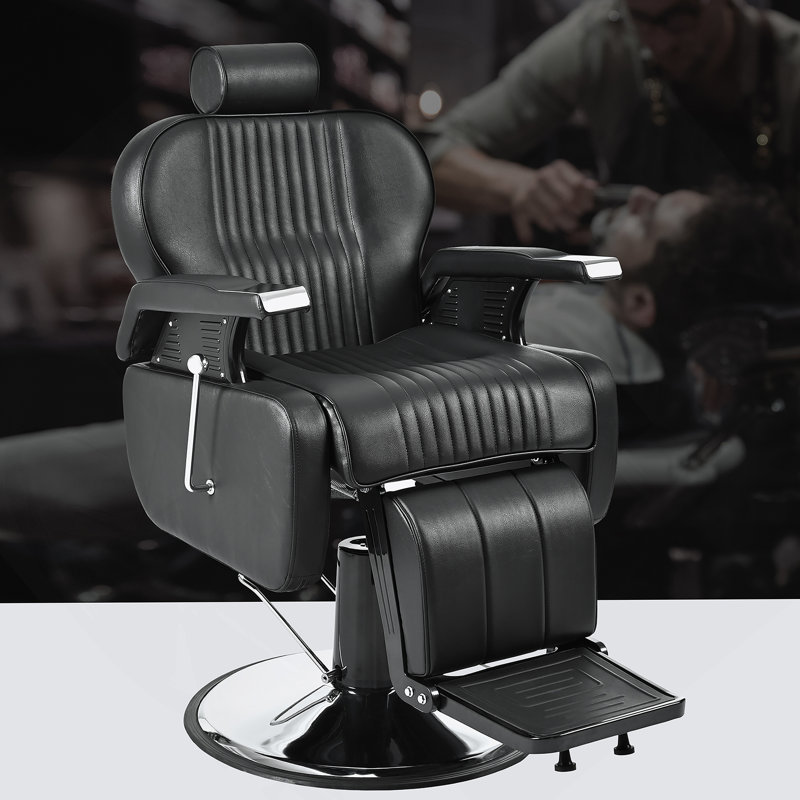 Fauteuil de coiffeur inclinable robuste, fauteuil de coiffeur inclinable hydraulique polyvalent pour salon de beauté, pivotant à 360 ° et réglable en hauteur, pour salon de coiffure et salon de beauté, équipement de coiffage spa, noir