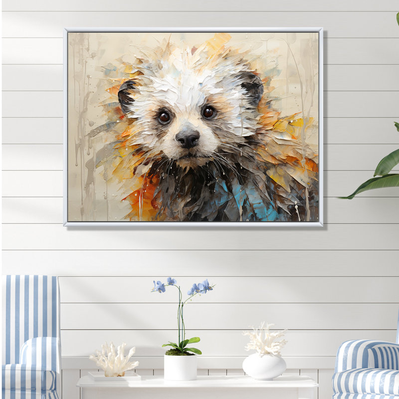 Loutre ludique - impressions sur toile, Cadre flottant blanc, H 12 po x l 20 po x P 1 po