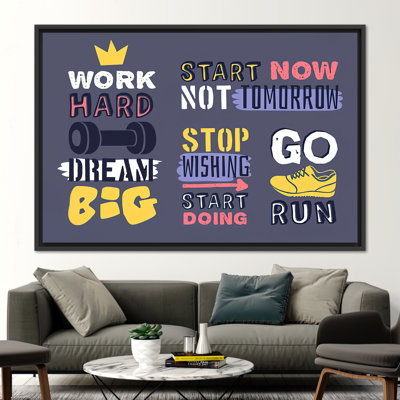 Work Hard, Quote Art Canvas, Success Wall Decor, Inspirational Poster, Motivation Art Canvas, Motivational Poster, Go Run Canvas,